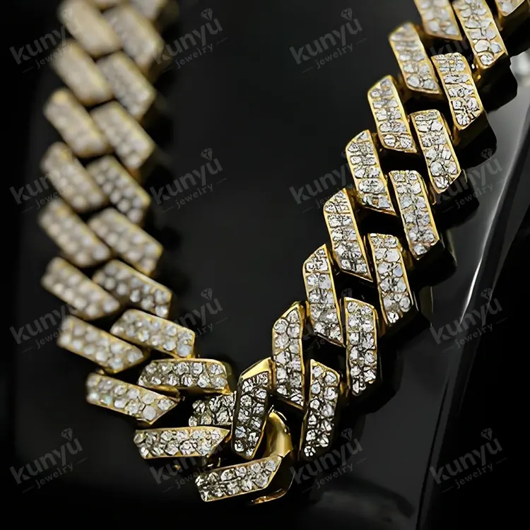 چمکتی ہوئی Rhinestone کیوبا لنک چین